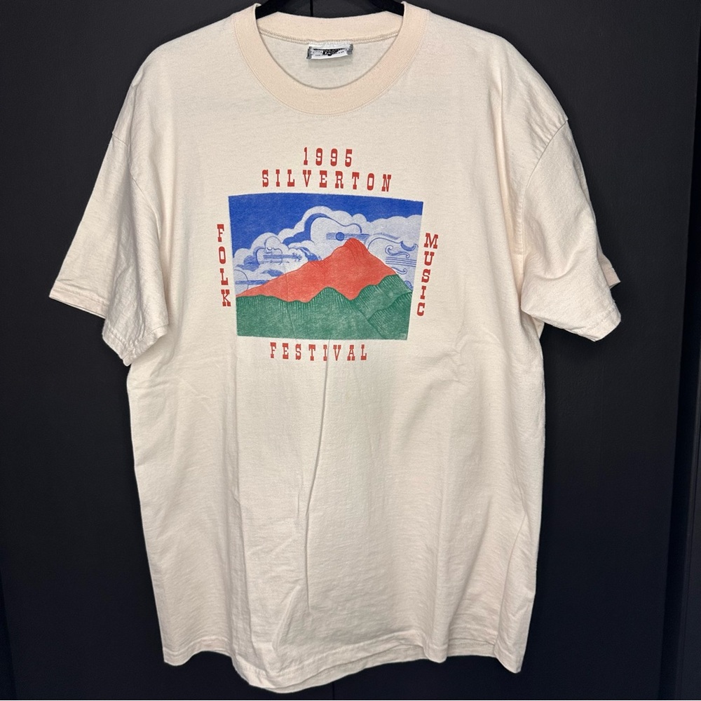 Vintage 1995 Silverton Folk Music Festival T-Shirt - Cream - Made in USA
